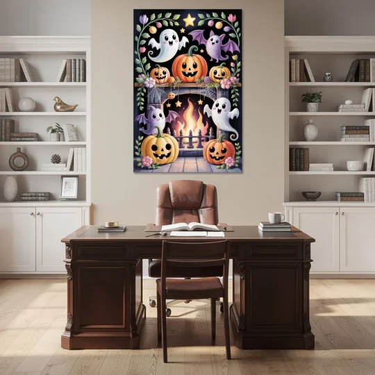 Whimsical Creatures Cute Halloween - Canvas Wall Art - Office - 40x60