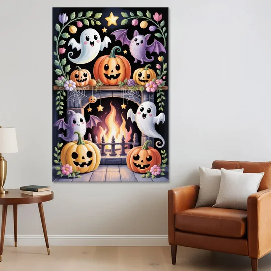 Whimsical Creatures Cute Halloween - Canvas Wall Art - Sofa - 40x60