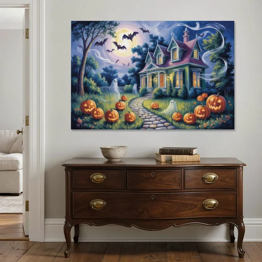 Whimsical Enchantment Victorian Halloween - Canvas Wall Art - Coffee Table - 60x40