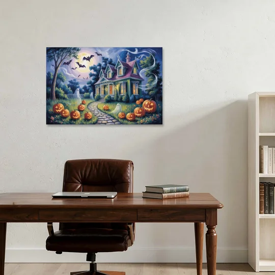 Whimsical Enchantment Victorian Halloween - Canvas Wall Art - Office - 36x24