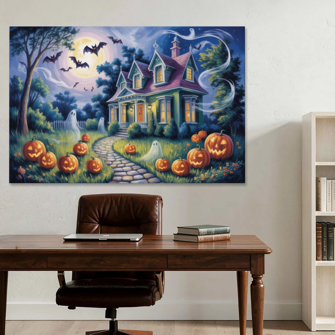 Whimsical Enchantment Victorian Halloween - Canvas Wall Art - Office - 60x40