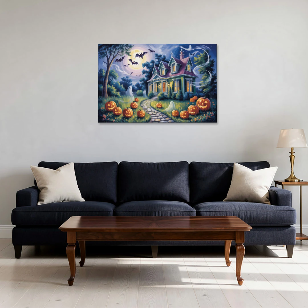 Whimsical Enchantment Victorian Halloween - Canvas Wall Art - Sofa - 36x24