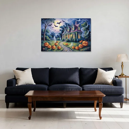 Whimsical Enchantment Victorian Halloween - Canvas Wall Art - Sofa - 36x24