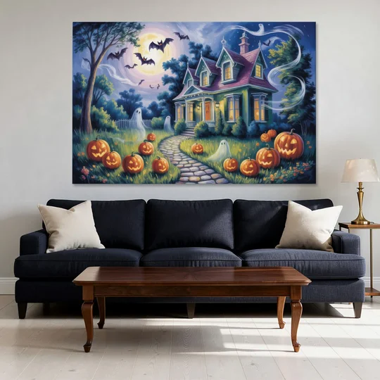 Whimsical Enchantment Victorian Halloween - Canvas Wall Art - Sofa - 60x40
