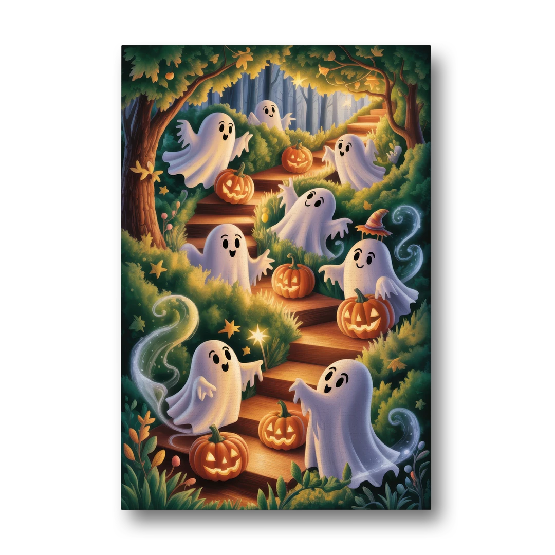 Whimsical Forest Magic  Cute Halloween - Canvas Wall Art - Front