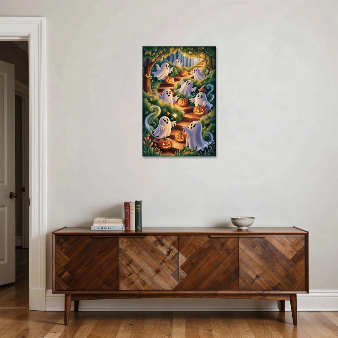 Whimsical Forest Magic  Cute Halloween - Canvas Wall Art - Coffee Table - 24x36