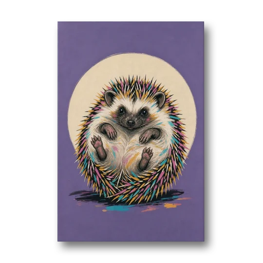 Whimsical Wall Decor Hedgehog Stuck on Its Back - Canvas Wall Art - Front