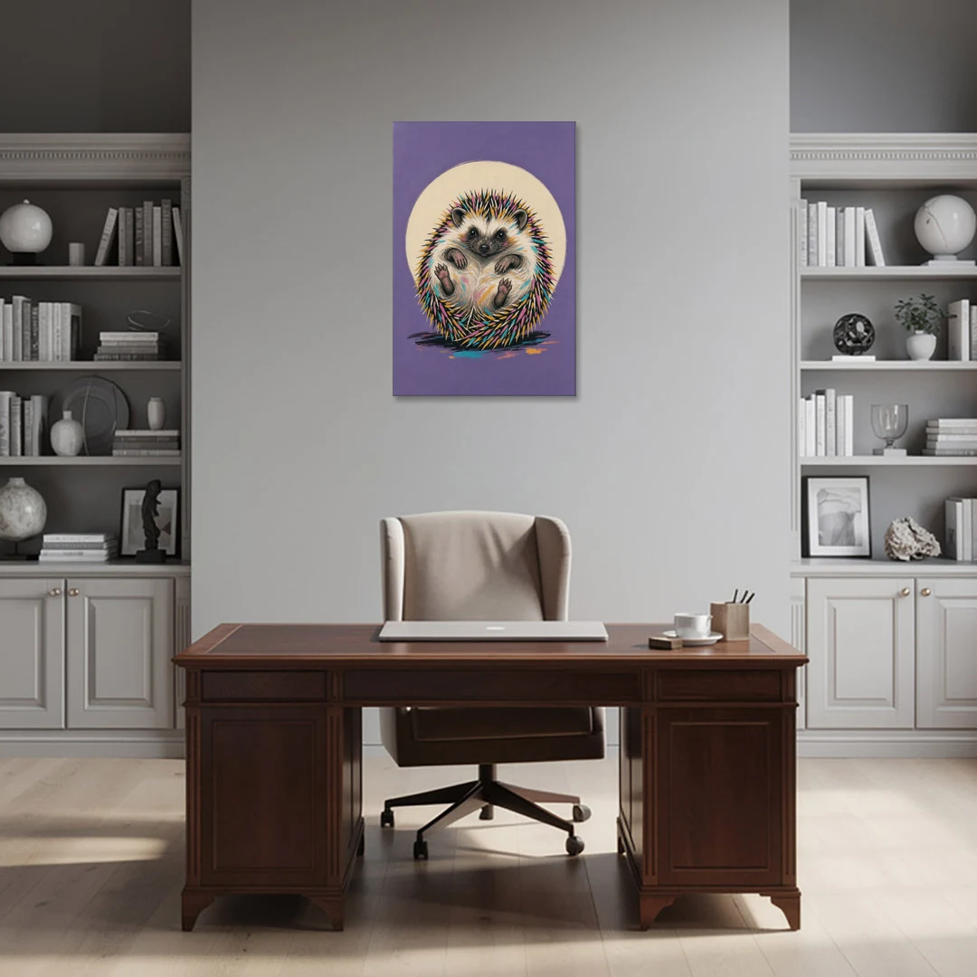 Whimsical Wall Decor Hedgehog Stuck on Its Back - Canvas Wall Art - Office - 24x36