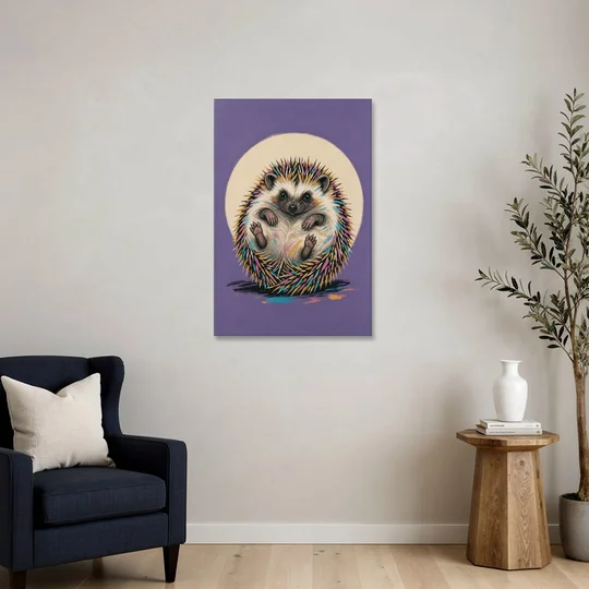 Whimsical Wall Decor Hedgehog Stuck on Its Back - Canvas Wall Art - Sofa - 24x36