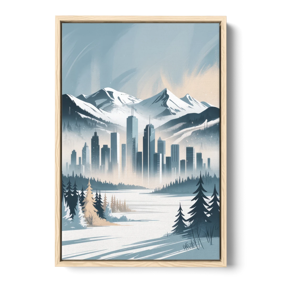 Whistler Winter Wonderland - Oak Framed Canvas Wall Art - Front