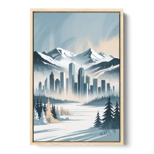 Whistler Winter Wonderland - Oak Framed Canvas Wall Art - Front