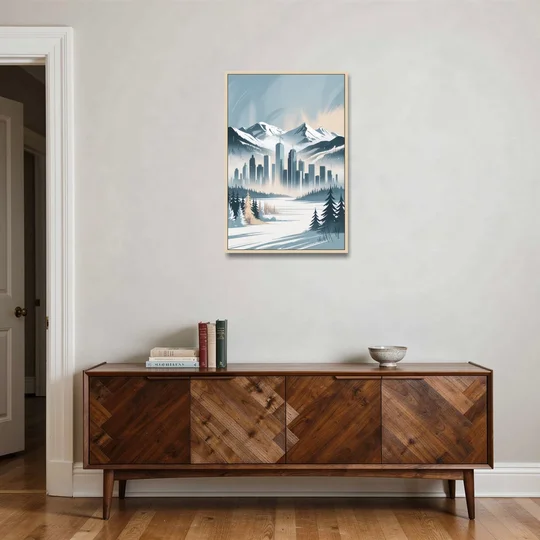 Whistler Winter Wonderland - Oak Framed Canvas Wall Art - Coffee Table - 24x36