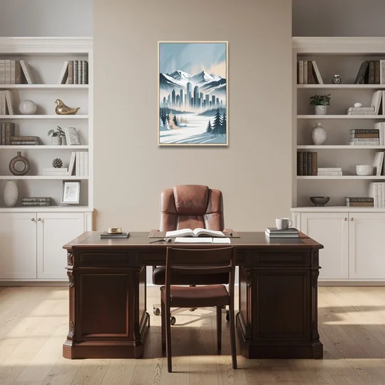 Whistler Winter Wonderland - Oak Framed Canvas Wall Art - Office - 24x36