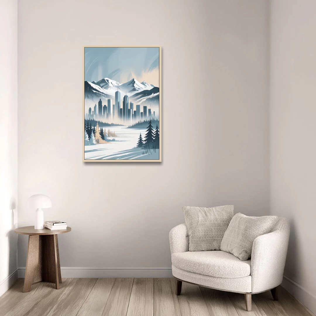 Whistler Winter Wonderland - Oak Framed Canvas Wall Art - Sofa - 24x36