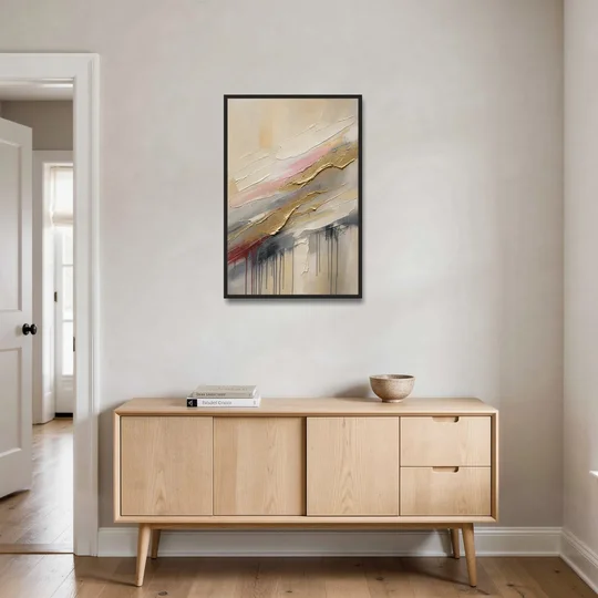 White and Gold Knife Sweeps for the Spa Bathroom - Black Framed Canvas Wall Art - Coffee Table - 24x36