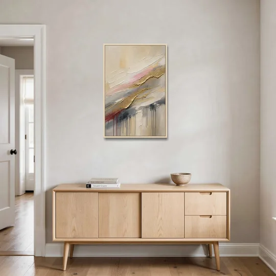 White and Gold Knife Sweeps for the Spa Bathroom - Oak Framed Canvas Wall Art - Coffee Table - 24x36