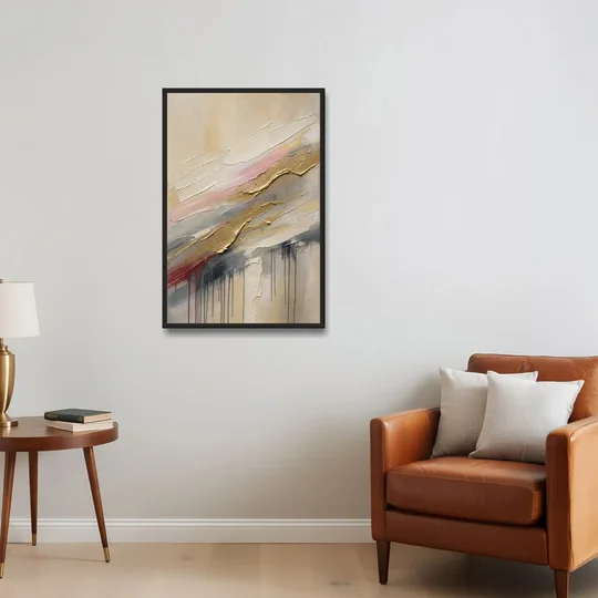White and Gold Knife Sweeps for the Spa Bathroom - Black Framed Canvas Wall Art - Sofa - 24x36