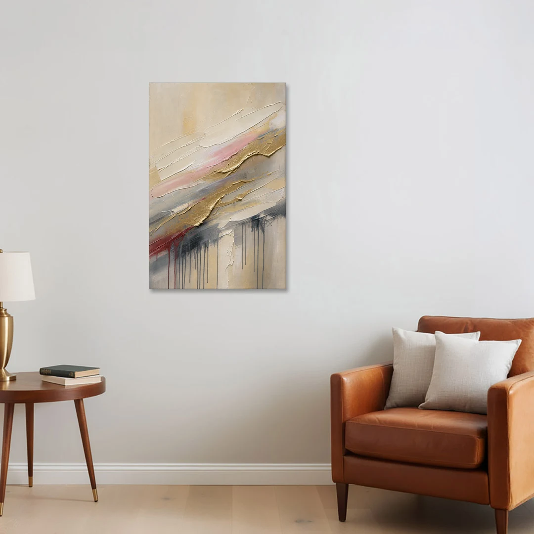 White and Gold Knife Sweeps for the Spa Bathroom - Canvas Wall Art - Sofa - 24x36