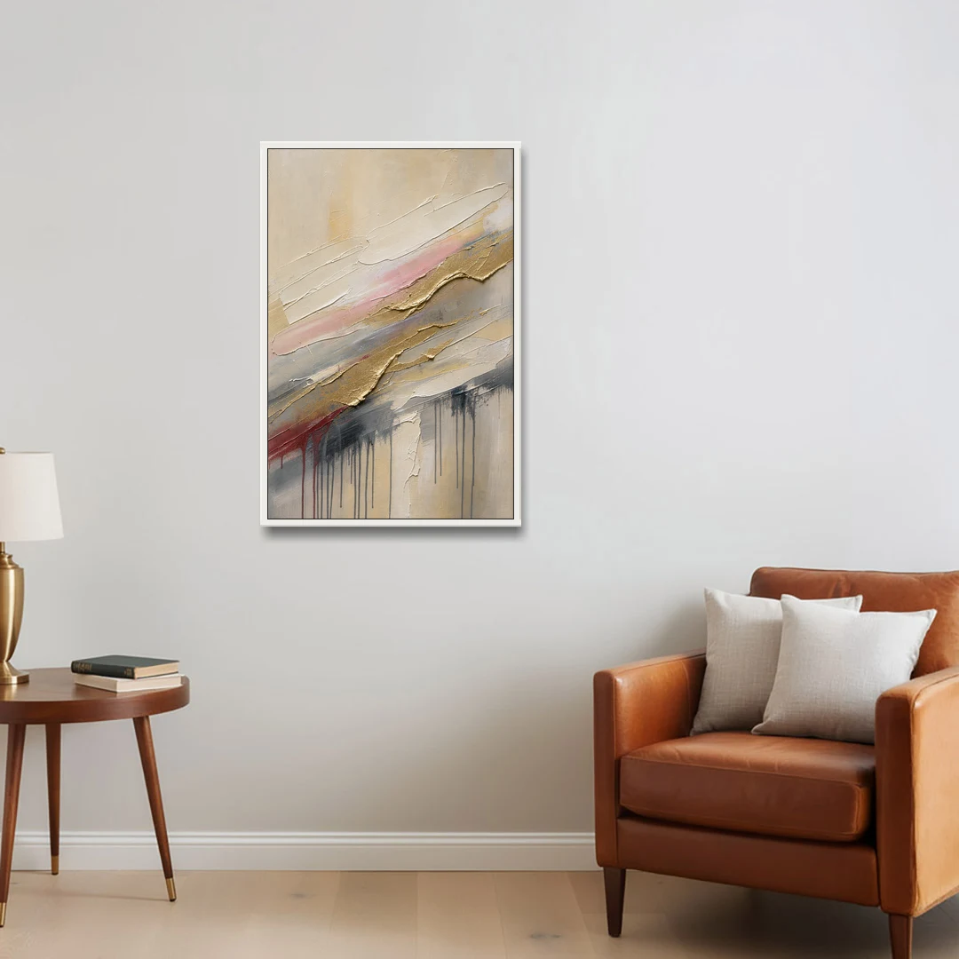 White and Gold Knife Sweeps for the Spa Bathroom - White Framed Canvas Wall Art - Sofa - 24x36