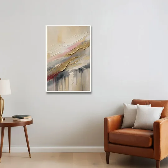 White and Gold Knife Sweeps for the Spa Bathroom - White Framed Canvas Wall Art - Sofa - 24x36