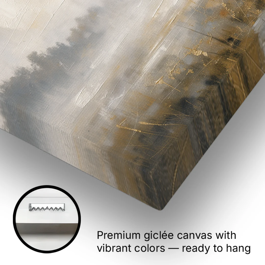 White Horse Painting in Morning Mist - Canvas Wall Art - Gallery Wrap Corner