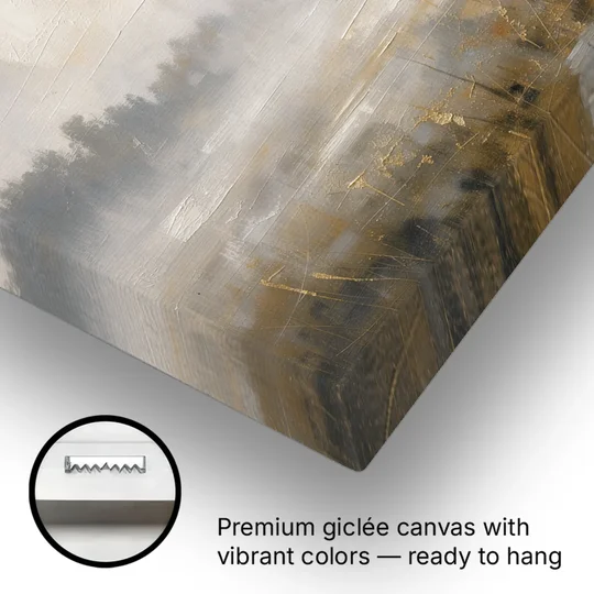 White Horse Painting in Morning Mist - Canvas Wall Art - Gallery Wrap Corner