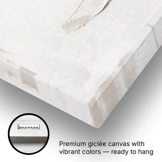 White on White Painting with a Warm Crescent - Canvas Wall Art - Gallery Wrap Corner