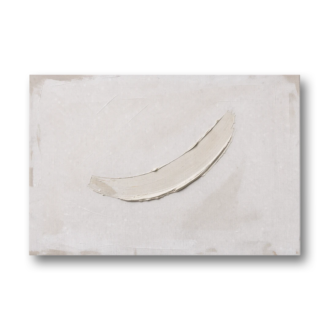 White on White Painting with a Warm Crescent - Canvas Wall Art - Front