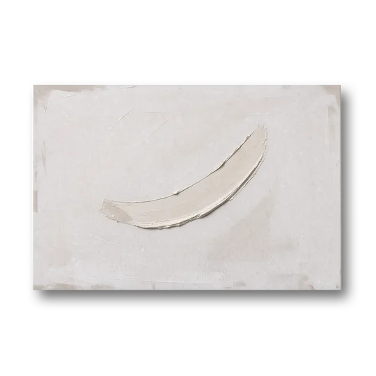 White on White Painting with a Warm Crescent - Canvas Wall Art - Front