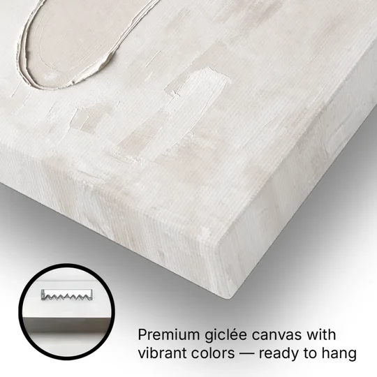 White Plaster Stone Outline on Ivory - Canvas Wall Art - Gallery Wrap Corner