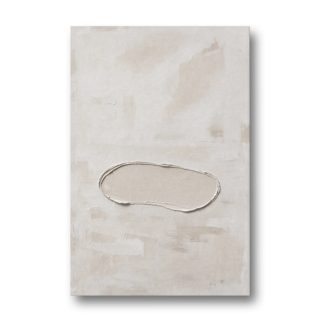 White Plaster Stone Outline on Ivory - Canvas Wall Art - Front