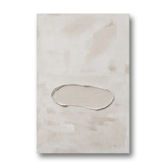 White Plaster Stone Outline on Ivory - Canvas Wall Art - Front