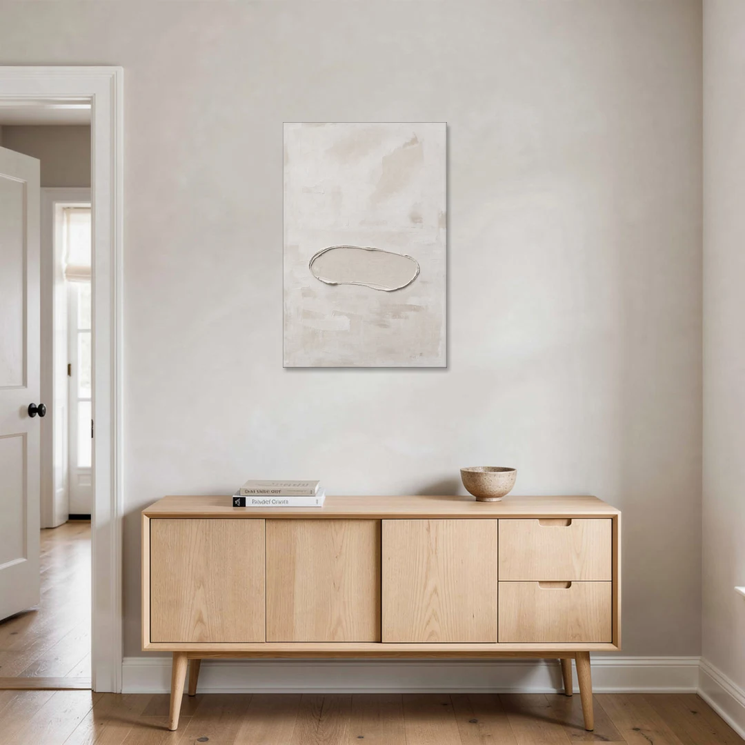 White Plaster Stone Outline on Ivory - Canvas Wall Art - Coffee Table - 24x36