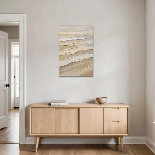 White Textured Painting of Low Tide Ridges - Canvas Wall Art - Coffee Table - 24x36