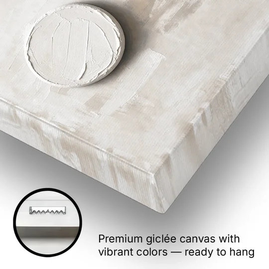 White Textured Wall Art of Three Rising Discs - Canvas Wall Art - Gallery Wrap Corner