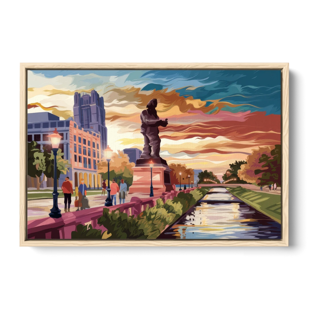 Wichita Historic Landmarks - Oak Framed Canvas Wall Art - Front