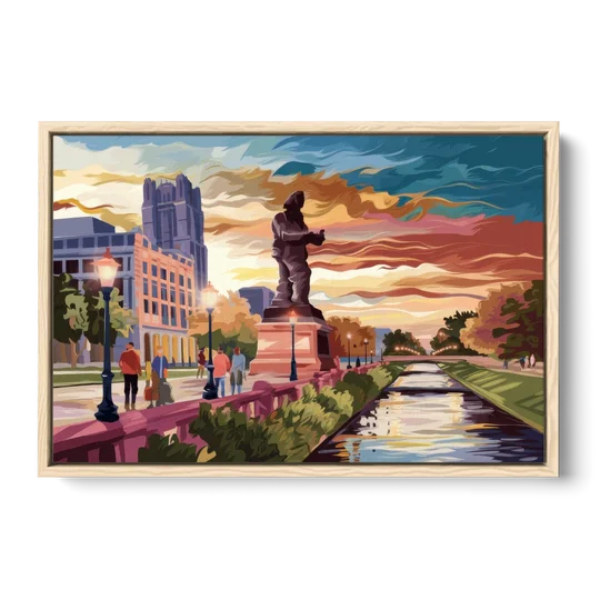 Wichita Historic Landmarks - Oak Framed Canvas Wall Art - Front