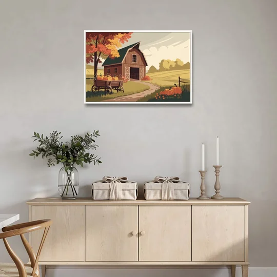 Wichita Rustic Charm - White Framed Canvas Wall Art - Coffee Table - 36x24