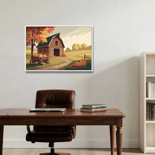 Wichita Rustic Charm - White Framed Canvas Wall Art - Office - 36x24