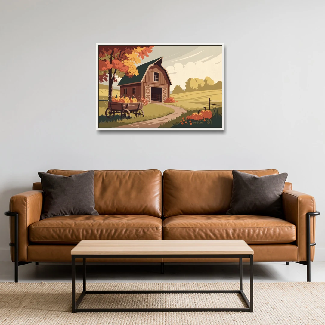 Wichita Rustic Charm - White Framed Canvas Wall Art - Sofa - 36x24