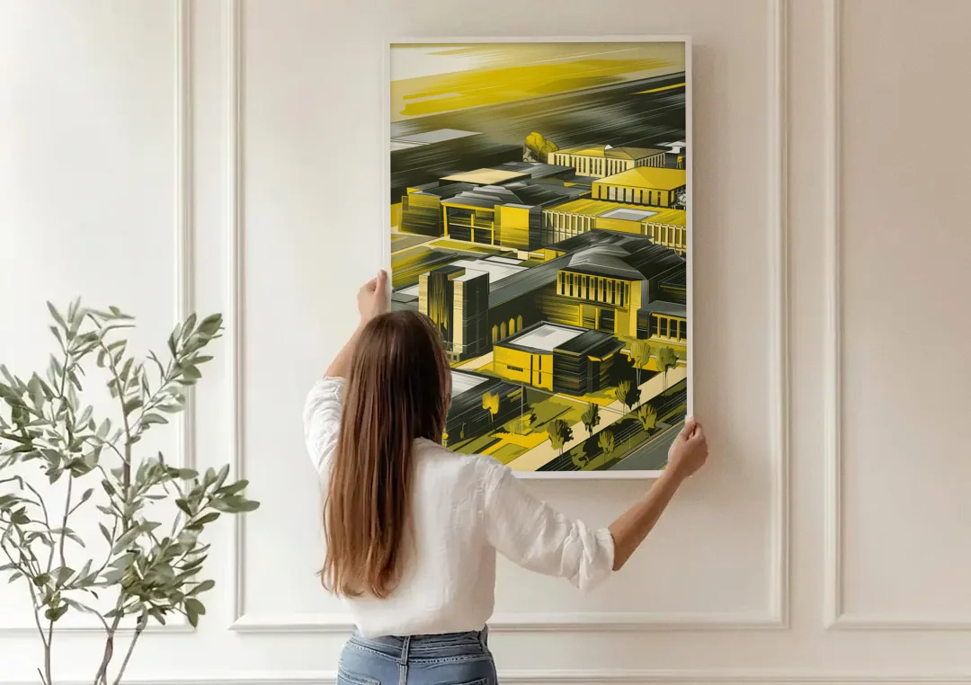 Wichita State Shockers Pride canvas wall art being hung on a paneled wall