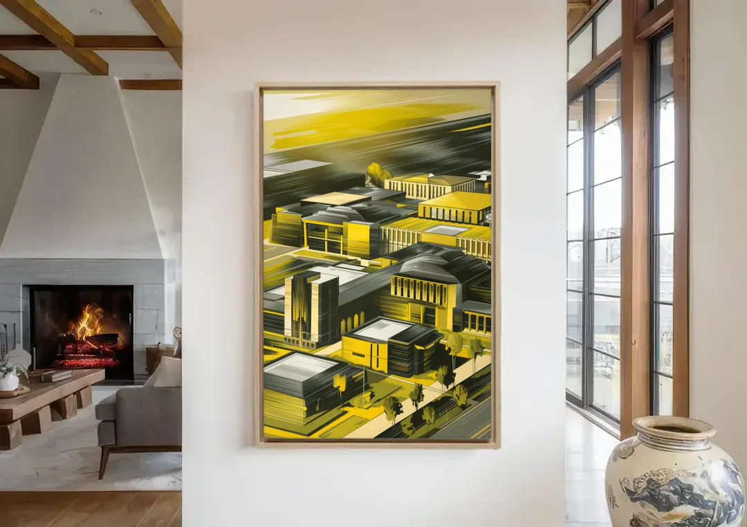 Wichita State Shockers Pride canvas wall art in a living room with a fireplace