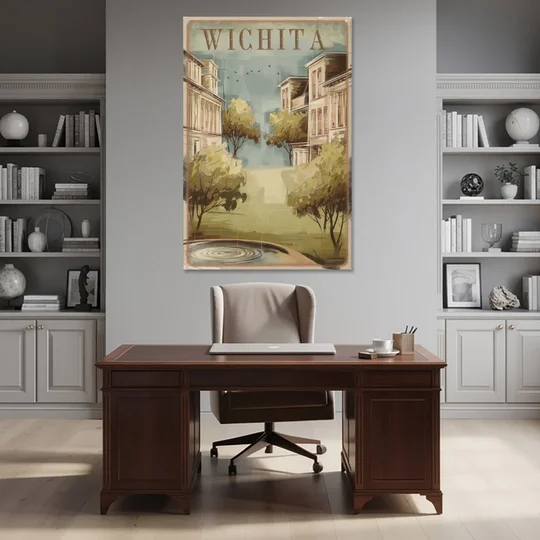 Wichita Vintage Aesthetic - Canvas Wall Art - Office - 40x60