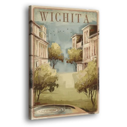 Wichita Vintage Aesthetic - Canvas Wall Art - Side