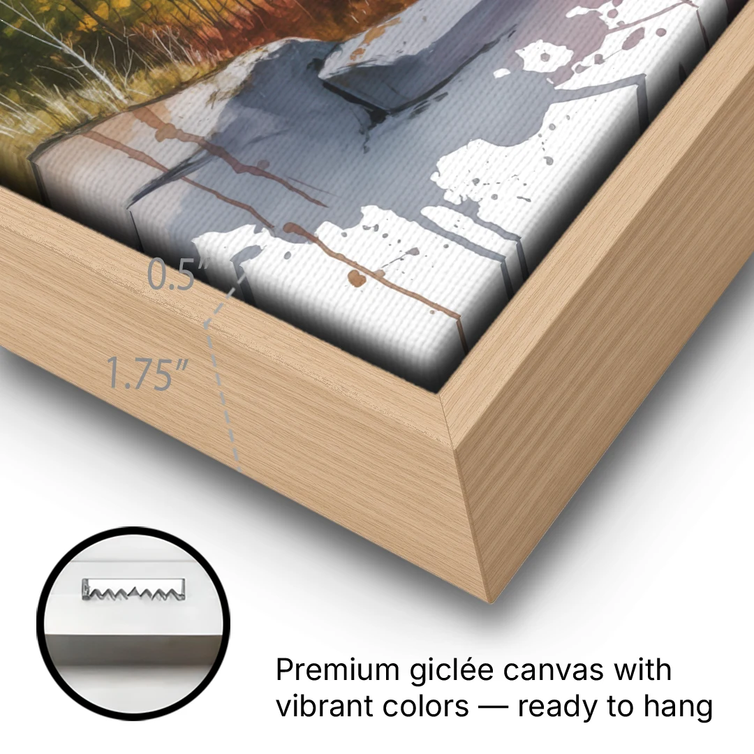 Wildlife of Jasper - Oak Framed Canvas Wall Art - Gallery Wrap Corner