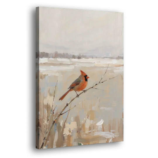 Neutral Christmas Willow Twig Cardinal - Canvas Wall Art - Side