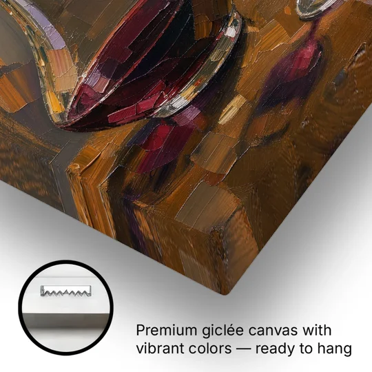 Wine Art Prints Swan Neck Decanter and Glass - Canvas Wall Art - Gallery Wrap Corner