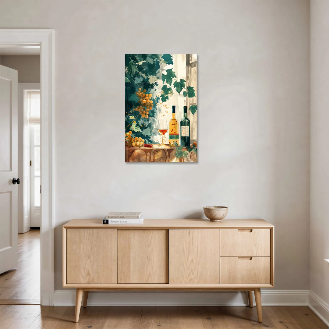 Wine Art with Grapes and Vine Leaves - Canvas Wall Art - Coffee Table - 24x36