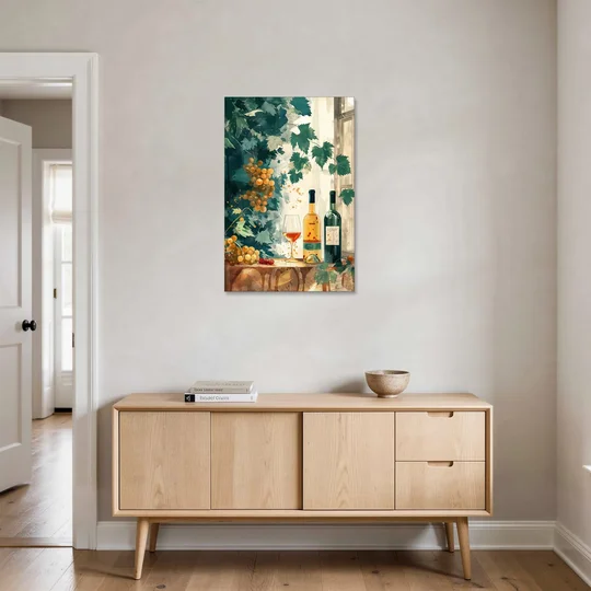 Wine Art with Grapes and Vine Leaves - Canvas Wall Art - Coffee Table - 24x36