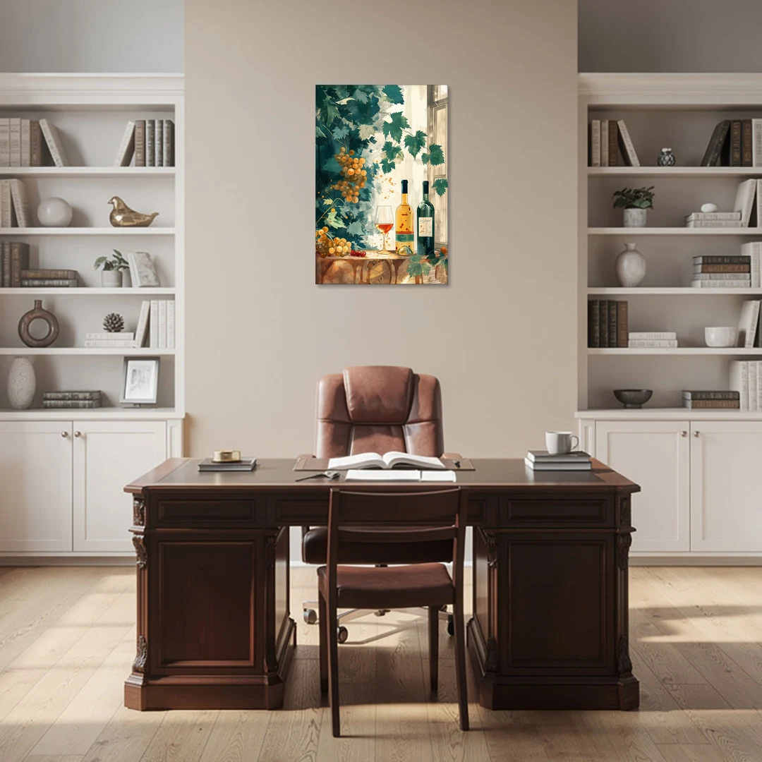 Wine Art with Grapes and Vine Leaves - Canvas Wall Art - Office - 24x36